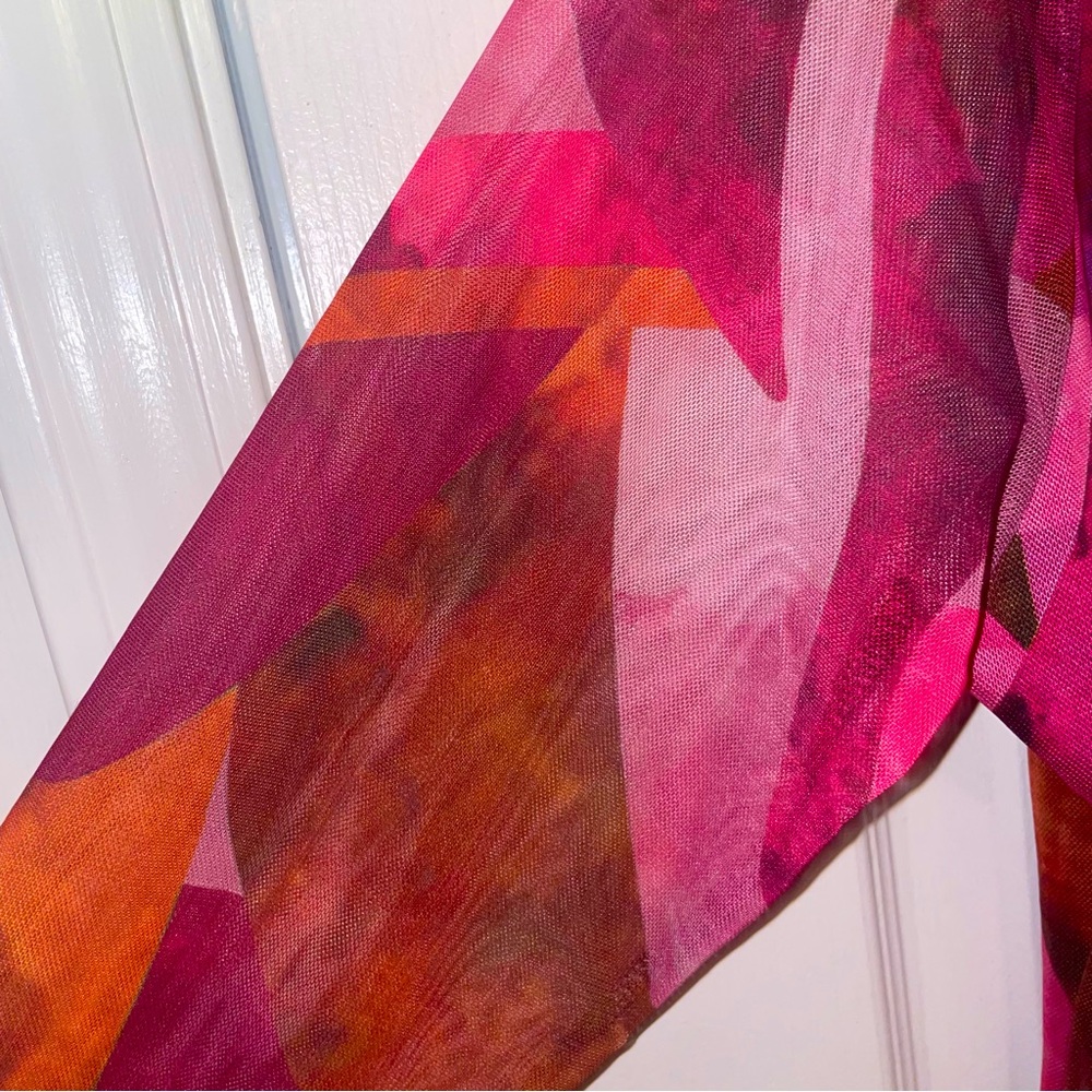 Plt Plus Pink Abstract Mesh Button Down Shirt Dre… - image 7